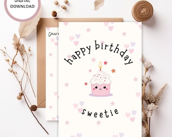 Linda tarjeta de cumpleaños imprimible, tarjeta de cumpleaños para niños, tarjeta de cumpleaños para imprimir en casa, tarjeta de feliz cumpleaños para niños, descarga digital.
