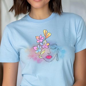 Face Line Art T-Shirt | Boho Woman Tee | Minimalist Graphic Shirt | Abstract Art Tee | Stylish Boho Apparel | Gift for Art Lovers