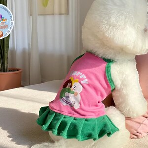 Cute Dress for Pets | Printed Graphic Cartoon Design | Dog and Cat Summer Wear | Fashionable Animals Clothing | Puppy Lovely Outfit