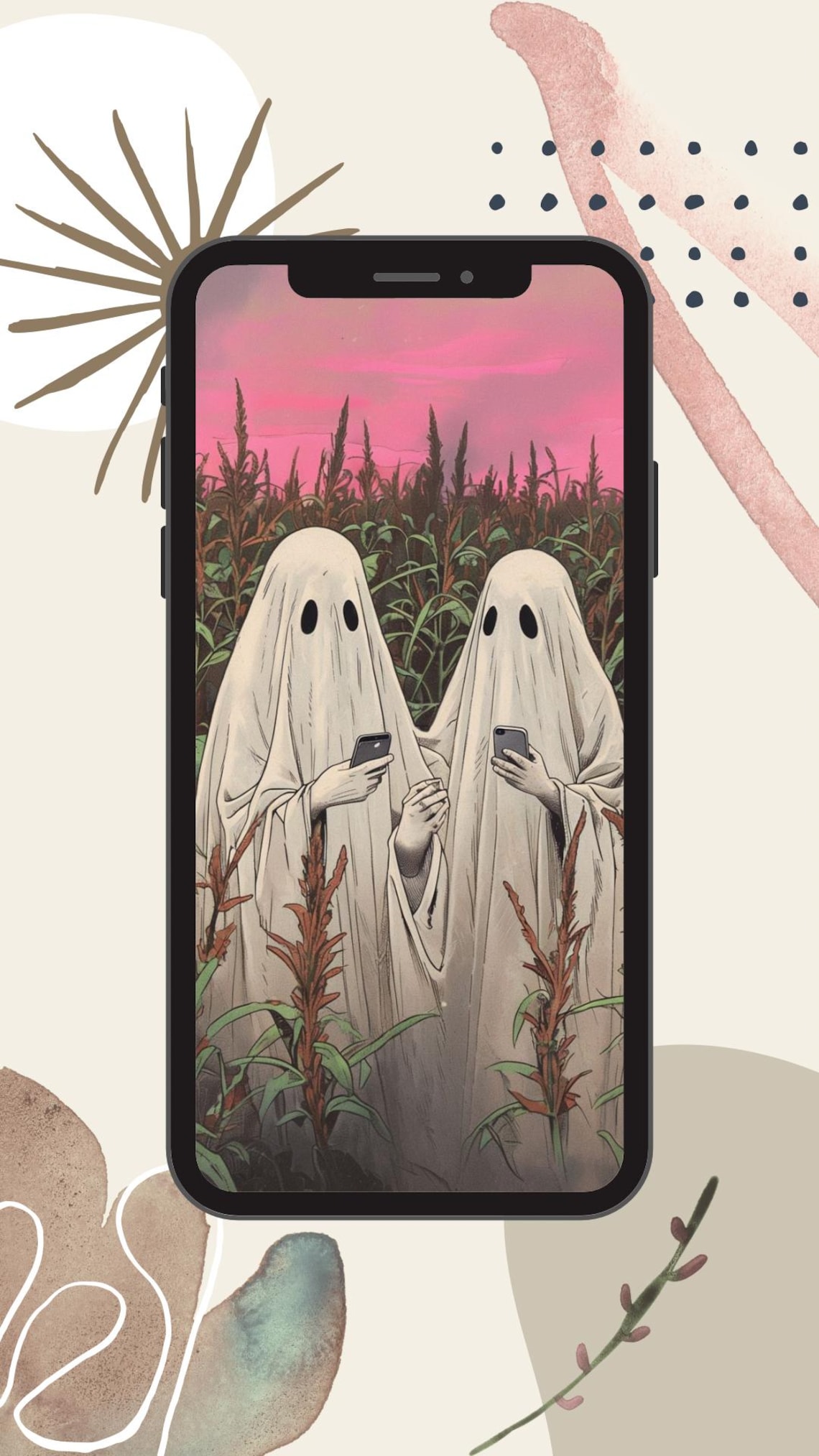 Cutesy Ghost Phone Wallpaper Digital Download iPhone - Etsy