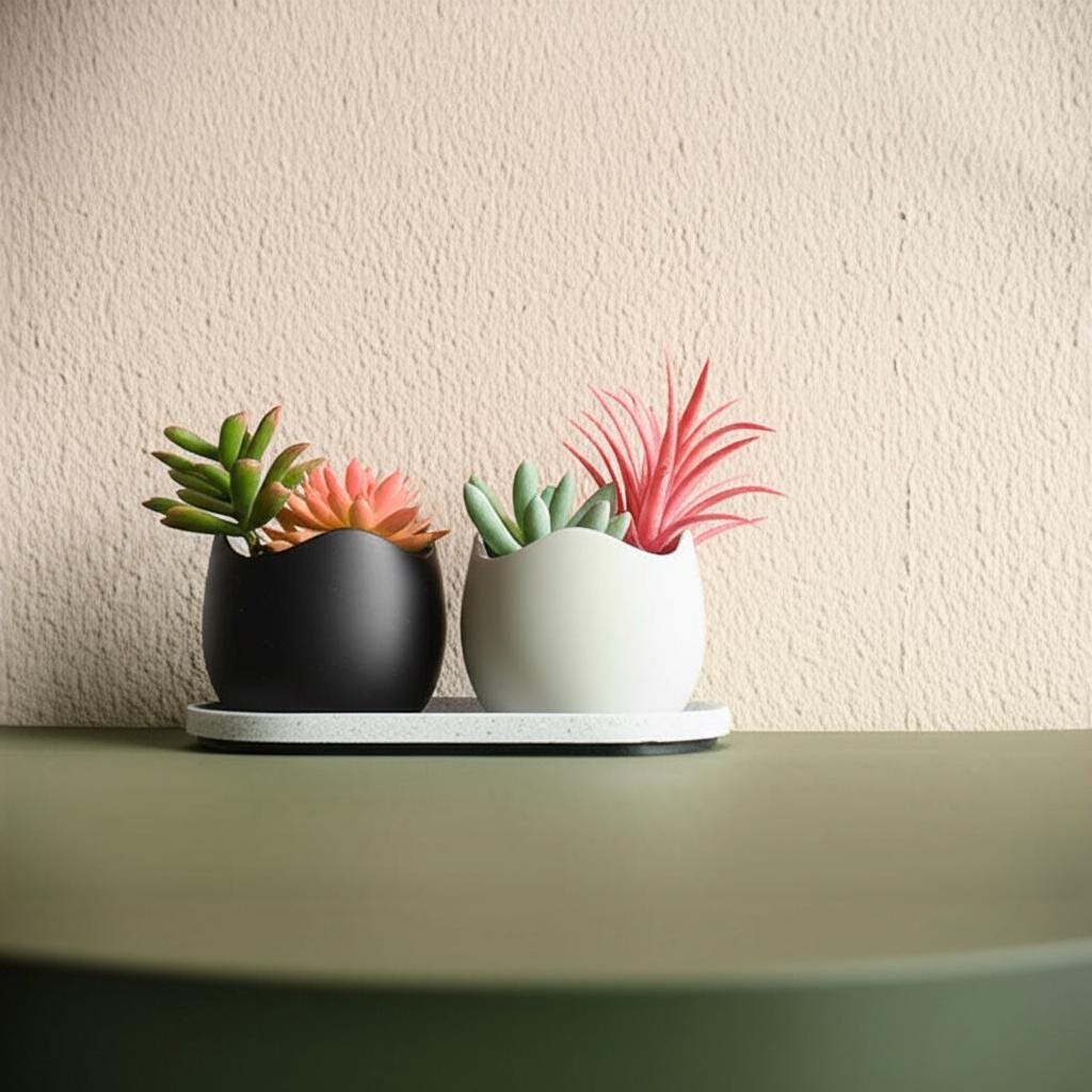 Magnetic Succulent Planter Set – 2 Inch Mini Pots with Drainage & Tray | Minimalist Plant Decor | Unique Gift for Plant Lovers