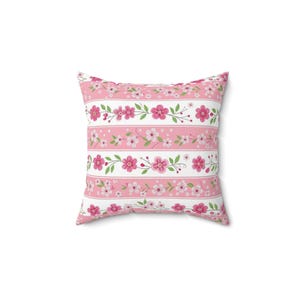 Floral Striped Pillow, Cozy Home Decor, Spring Cushion, Gift for Her, Bedroom Accent, Throw Pillow