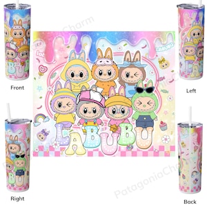 Trendy Pink Cartoon 20oz Skinny Tumbler png, Cartoon 20 oz Tumbler Wrap, Cartoon Characters 20oz Tumbler Png, Straight and Tapered 20oz Wrap