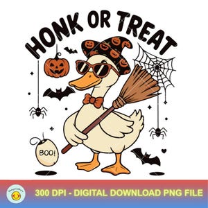 Honk or Treat Halloween Goose PNG, Cute Goose Witchy Halloween Png Design, Fall Shirt Png, Spooky Goose png, Halloween Sublimation Png