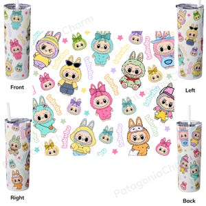 Trendy Pink Cartoon 20oz Skinny Tumbler png, Cartoon 20 oz Tumbler Wrap, Cartoon Characters 20oz Tumbler Png, Straight and Tapered 20oz Wrap