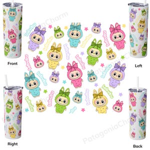 Trendy Pink Cartoon 20oz Skinny Tumbler png, Cartoon 20 oz Tumbler Wrap, Cartoon Characters 20oz Tumbler Png, Straight and Tapered 20oz Wrap