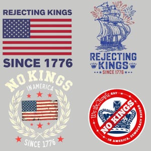 Rejecting Kings Since 1776 Protest png, Pro Democracy png, Political png, Anti Authoritarianism, Independence Day, No Kings in America Png