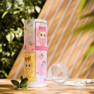 Trendy Pink Cartoon 20oz Skinny Tumbler png, Cartoon 20 oz Tumbler Wrap, Cartoon Characters 20oz Tumbler Png, Straight and Tapered 20oz Wrap