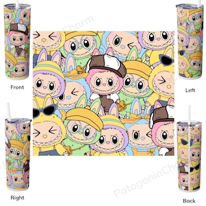 Trendy Pink Cartoon 20oz Skinny Tumbler png, Cartoon 20 oz Tumbler Wrap, Cartoon Characters 20oz Tumbler Png, Straight and Tapered 20oz Wrap
