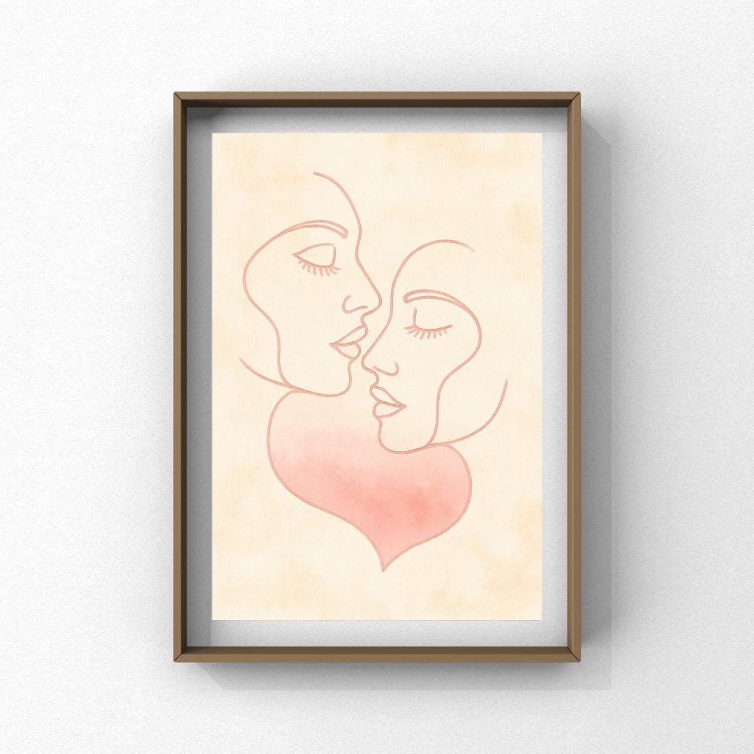 Minimalist Love Line Art | Romantic Couple Wall Art | Digital Download