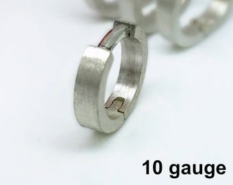 10 gauge hoop earrings,  men's hoop earrings, conch earring, ear plug, conch hoop, cartilage earring, 10g gauged , E190MW 10G