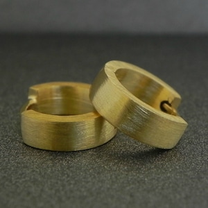 Men&#39;s hoop earrings, matte gold hoop earrings for men, gold hoop earrings, huggie hoop earrings, small hoop earrings, thick hoops, E150MY