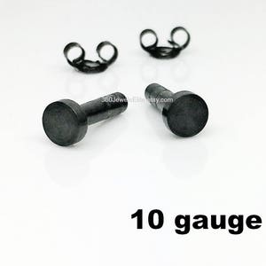 10 gauge post earrings for men, black men's stud earrings, 10G cartilage earring, gauged earrings, black post earrings, 420 5MB 10G