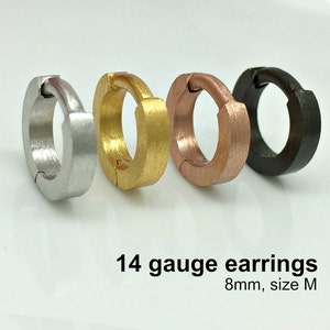 14 gauge hoop earring, 14 gauge cartilage hoop earrings for men, cartilage piercing, 14G earrings, men&#39;s hoop earring, E130 matte 14G
