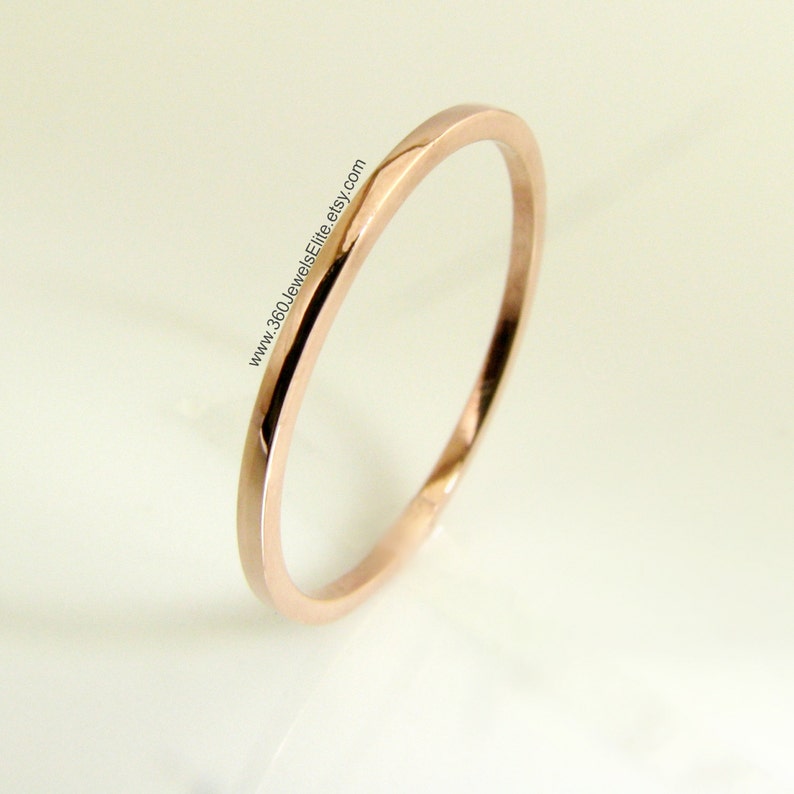 Thin Solid Rose Gold Ring Gold Spacer Ring Rose Gold Flat Etsy