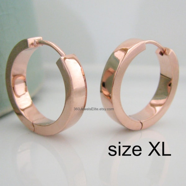 XL Rose Gold Hoop Earring For Men - Earrings For Guys - Extra Large Male Etsy Earrings - Big Hoop Earrings  - Size XL E193SR