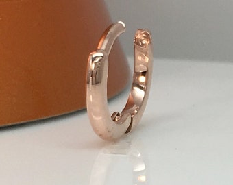 Gauge hoop earring, solid rose gold infinity hoop earring, cartilage earring gold, cartilage hoop, men's hoop earring, E005SR 14K