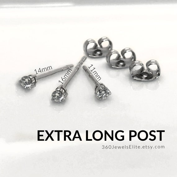 Extra Long Post Earrings, Tiny Cube Stud Earring, Fat Earlobes, Large  Earlobes, Custom Ear Post Length, Thick Earlobe Earring, 465x-longpost -  Etsy