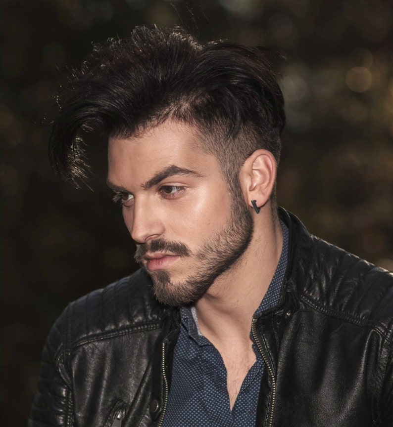 Men's Hoop Earrings Men's Earrings Hoops Black Gold Etsy