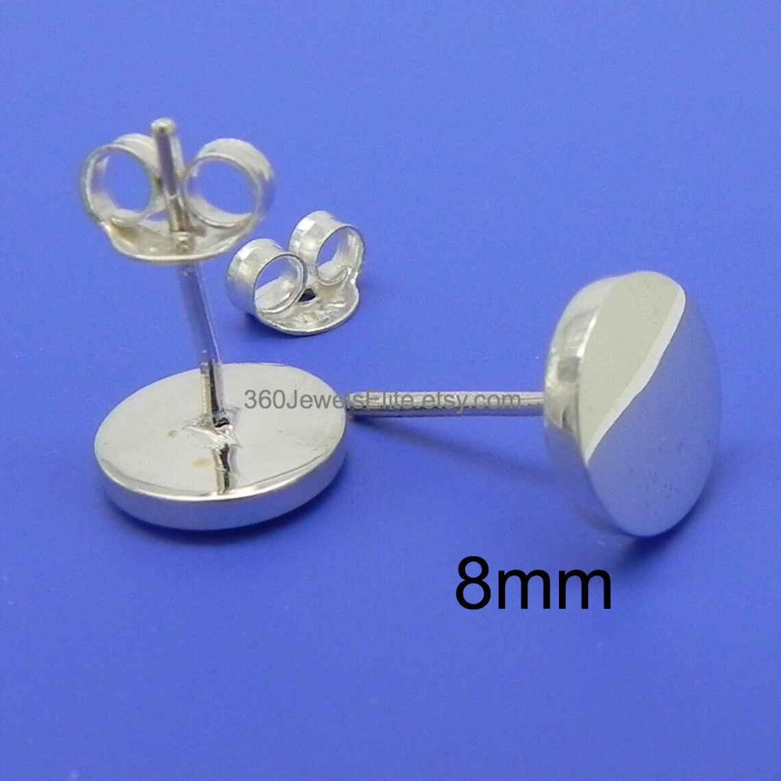 Men's Stud Earrings in 14K White Gold Flat Disc Stud Etsy