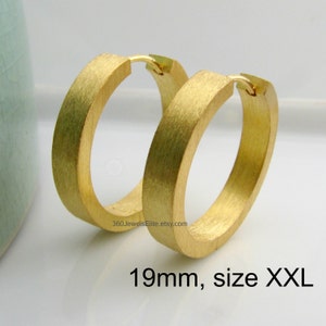 Burnished citron hoop earrings, men&#39;s hoop earrings, extra large gold hoops, men&#39;s earings, yellow gold plated sterling silver hoops, E194MY