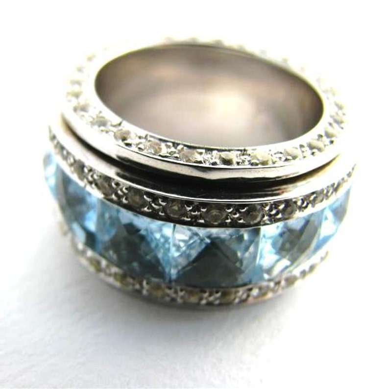 Spinner Ring Blue Topaz Extra Large Eternity Ring December Etsy