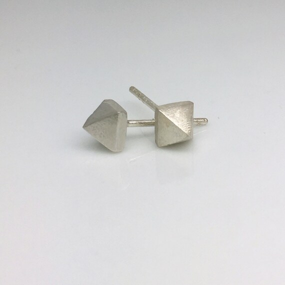 Pyramid Earrings, Men's Stud Earrings, Silver Stud Earrings
