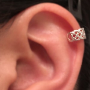 Men's ear cuff, silver wire fence ear cuff, sterling silver, simple ear cuff, cartilage earring, non piercing hoop, clip on earring, 103P
