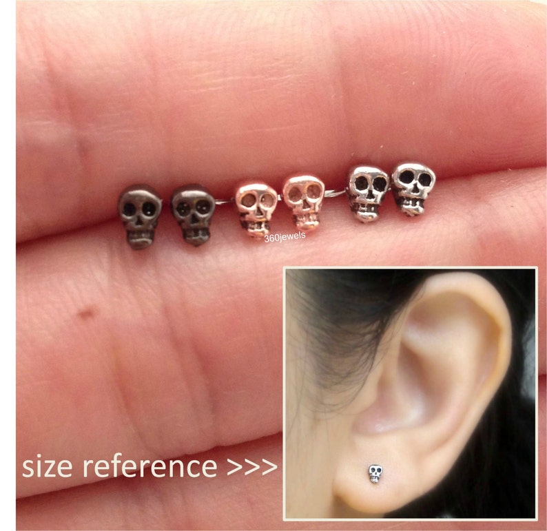 Men's Stud Earrings Men's Earrings Tiny Skull Stud Etsy