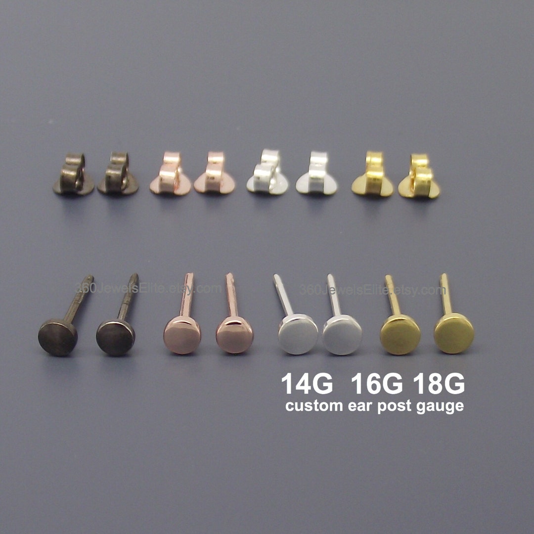 Gauge Stud Earrings Custom Gauge Ear Posts 12 Gauge 14 Gauge