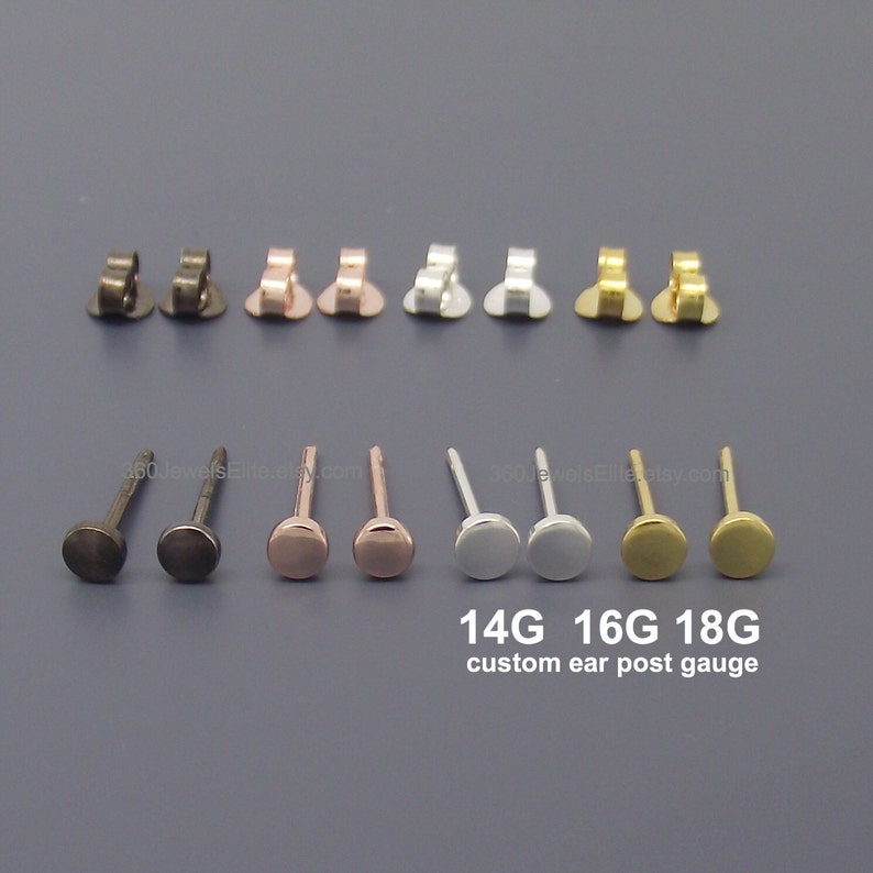 Gauge Stud Earrings Custom Gauge Ear Posts 12 Gauge 14 Etsy