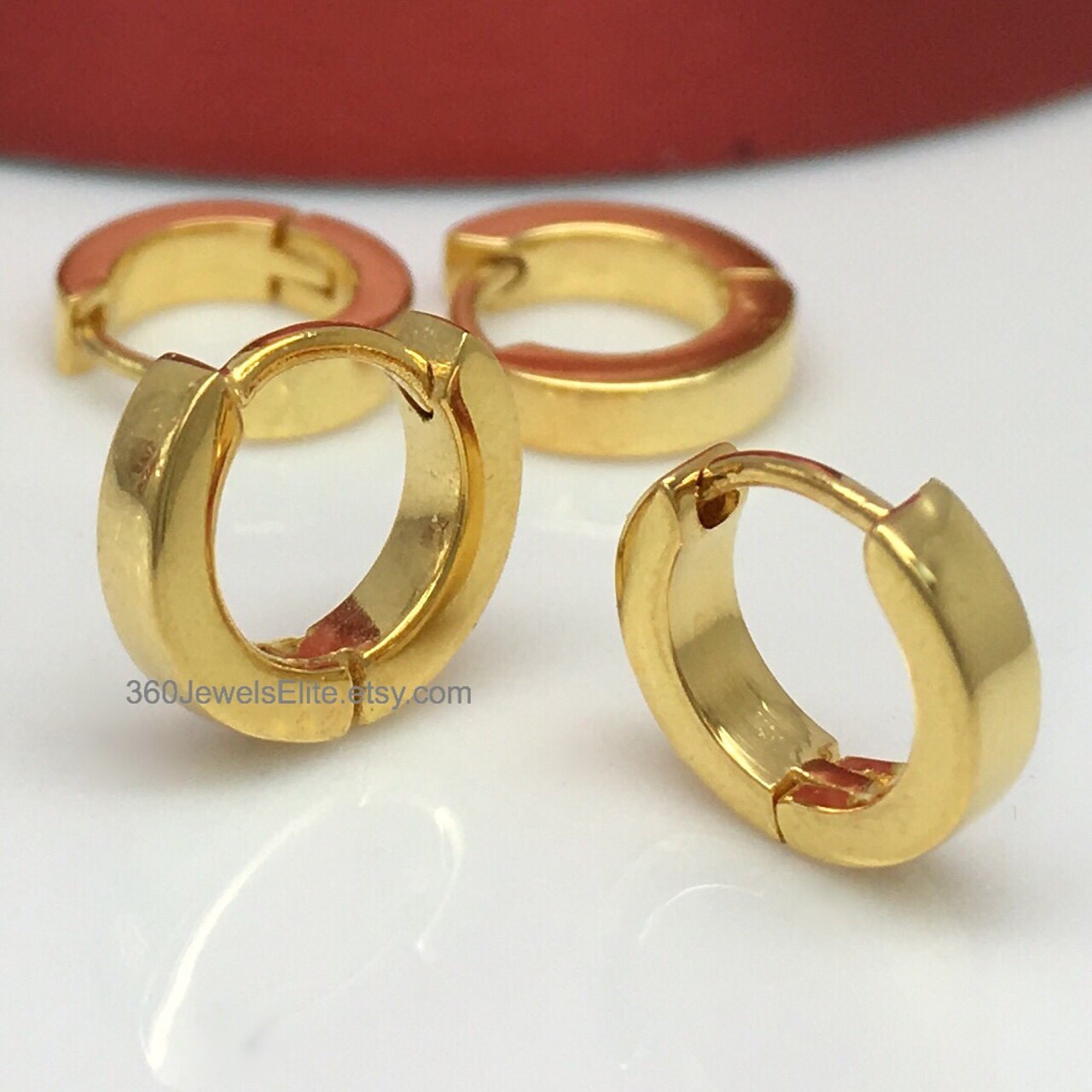 Calescent Gold Hoop Earrings, Men's Hoop Earrings, Gold Hoop