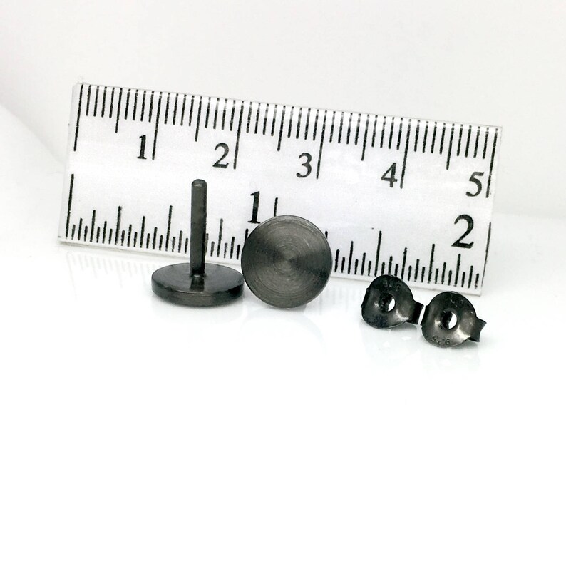 14 Gauge Black Post Earring Round Stud Earrings for Men Etsy