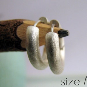 Men's Earrings - Matte Silver Huggie Hoop Earrings For Guys - Rounded Hoops - Johnny Depp Inspired - Male Etsy Earrings   - Medium E157MN/MB
