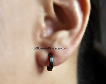 MicVivien Pendientes De Aros Huggie De Acero Inoxidable Para Hombre Mujer Pendientes Piercing Aretes De Aro Negro/plata/oro/azul