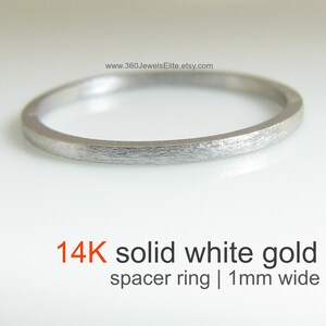 Zeitlose Hingabe dünnen goldenen Ring, zierliche Weißgold Ring, dünne gold Hochzeit Band, Schutzring, Spacer-Ring, 14K White Gold, 1mm ring