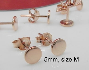 Men's stud earrings, copper ignition stud earrings, flat disc stud earrings, rose gold stud earrings for men, 5mm studs, Nail it Down 4205SR