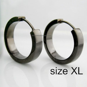 Extra Large Black Hoop Earrings for Men - Men&#39;s Earrings - Male Etsy Earrings - Earrings for Guys - Extra Large Polished Hoop E193SB