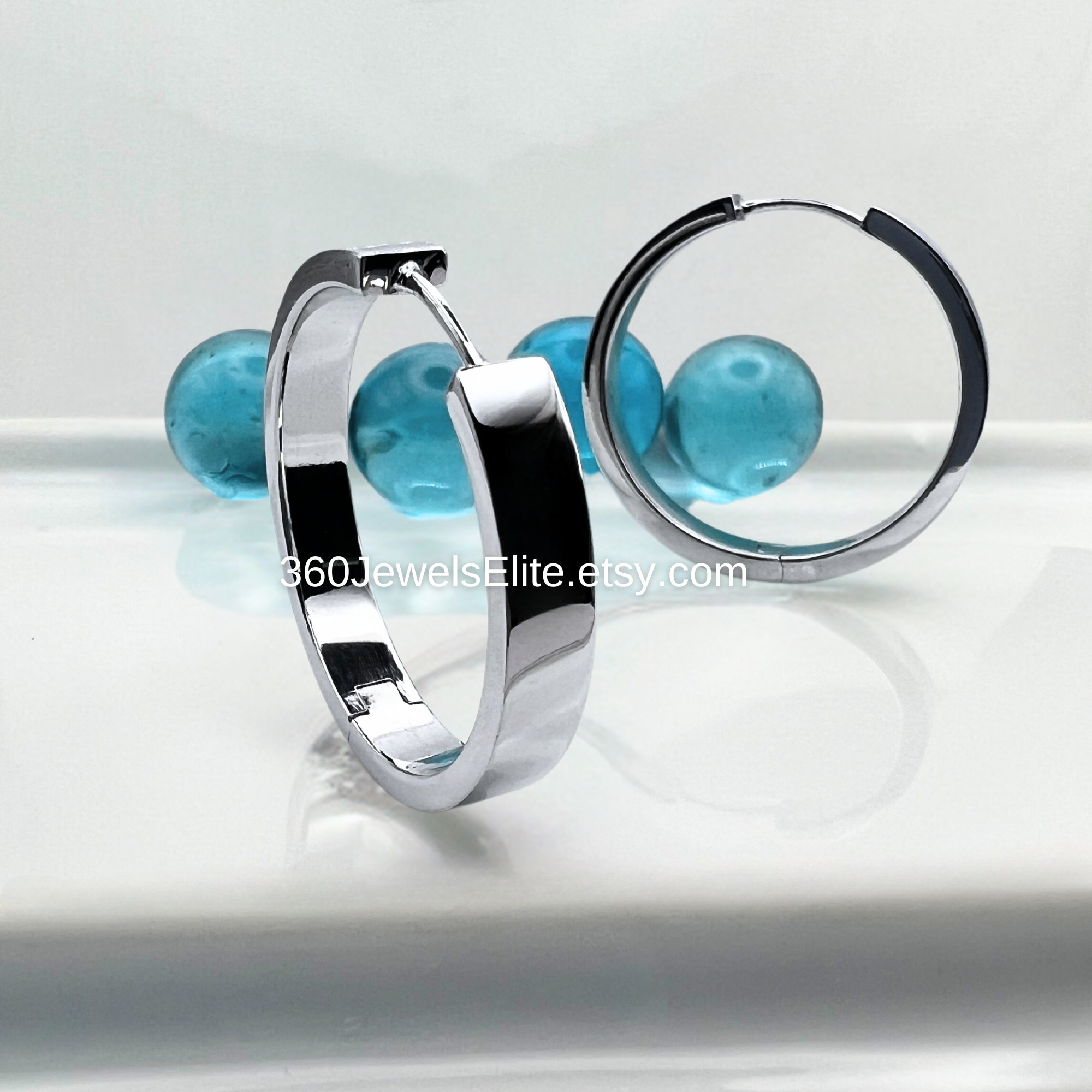 Orecchini Cerchio Uomo In Argento Sterling 925 - Placcati Oro Con - Foto 10