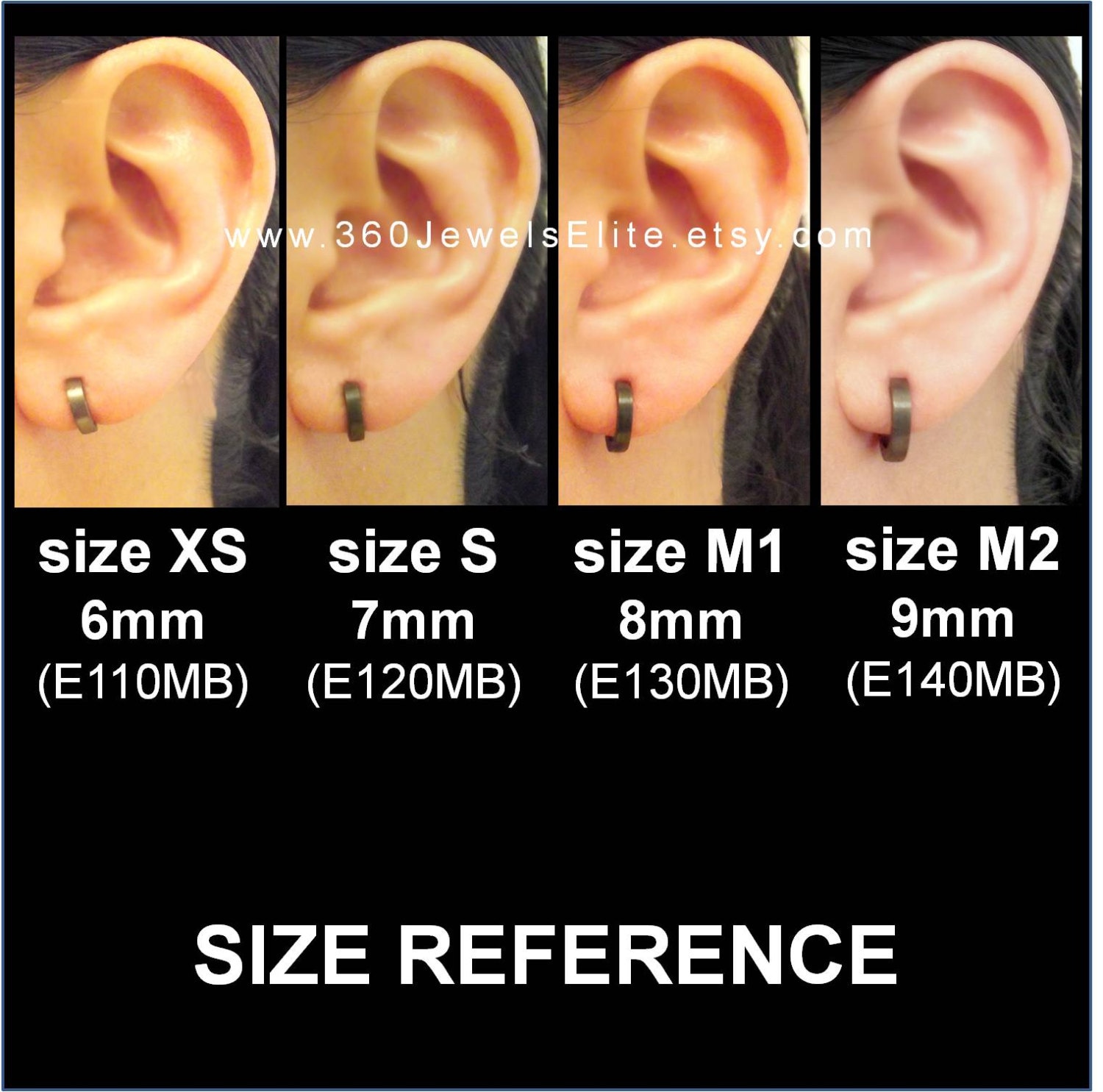 Men's Black Huggie Hoop Earrings - XS And M Sizes, Sleek Steel California Style