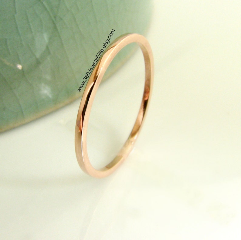 Thin Solid Rose Gold Ring Gold Spacer Ring Rose Gold Flat Etsy