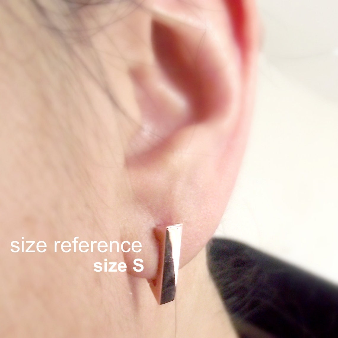 Rose Gold Plated Triangle Huggie Hoop Earrings Over 925 Etsy