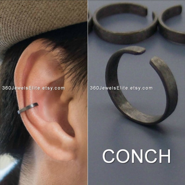 Conch ear cuff,  busted wire hoop, men's ear cuff, conch earring, non piercing, cartilage earring, simple ear cuff, men's hoop earring, 104K