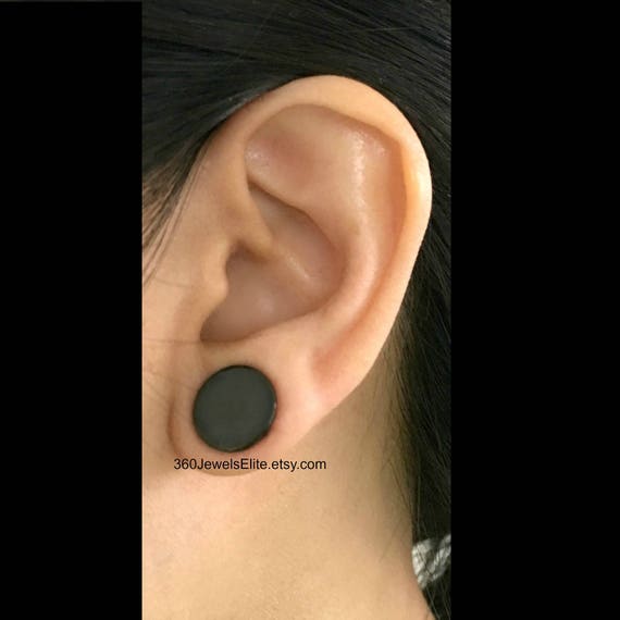 Large 12mm Black Post Earrings Gigantic Stud Earrings for Men Mens Earrings Round Stud Earrings Fake Gauge Earring Fake Plug 420 12SB Etsy