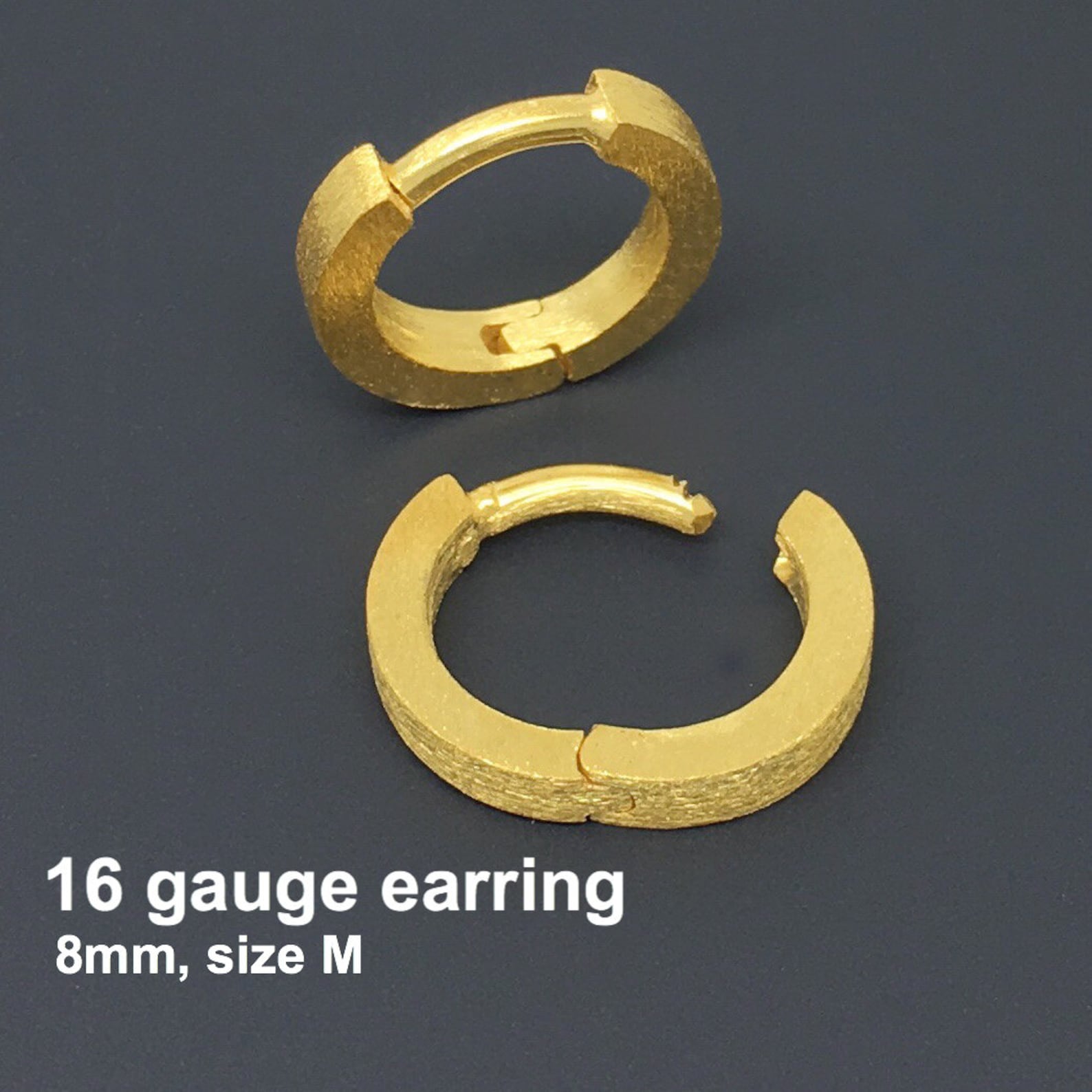 16 Gauge Hoop Earring, Starburst Yellow Gold Hoop Earrings, 16 Gauge ...