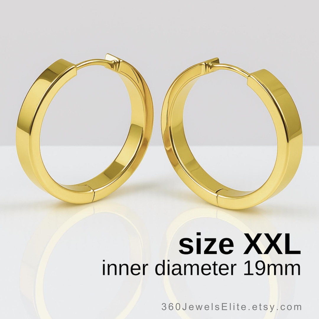 Buy Men's Earrings, Mega Gold Hoop Earrings, Men's Hoop Earrings in XXL,  Large Gold Hoop Earrings for Men, 24K Gold Plated Hoop Earrings, E194SY