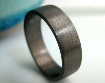 6mm trouwring, zwart verguld over sterling zilver, heren trouwring, zwart goud platte buis ring etsy, zwart gouden ring voor mannen