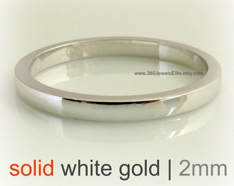 Urban mist solid gold ring, wedding band, wedding ring, men's and women's gold ring, 14K white gold, 2mm thin gold ring