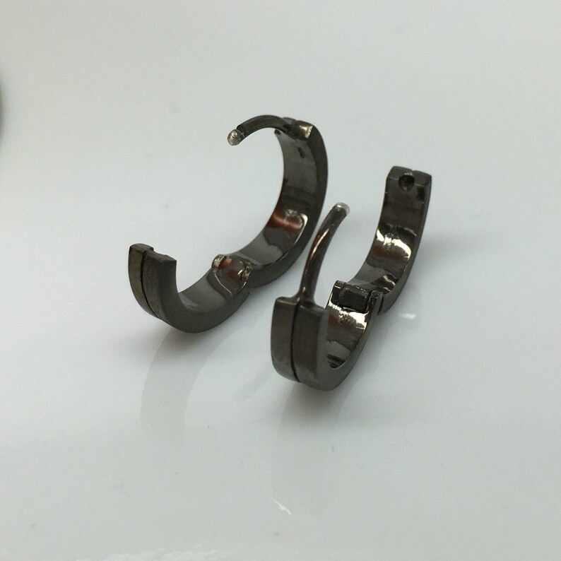 18 gauge hoop earring gauged hoop earrings 18 gauge cartilage men/'s hoop earrings gauge conch E191 18G halved black hoop earrings