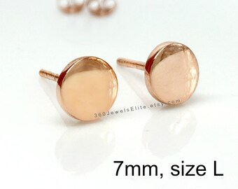 Men's stud earrings, space coral stud earrings, rose gold stud earrings, fake plugs, fake gauge earrings, 7mm Nail it Down 420 7SR